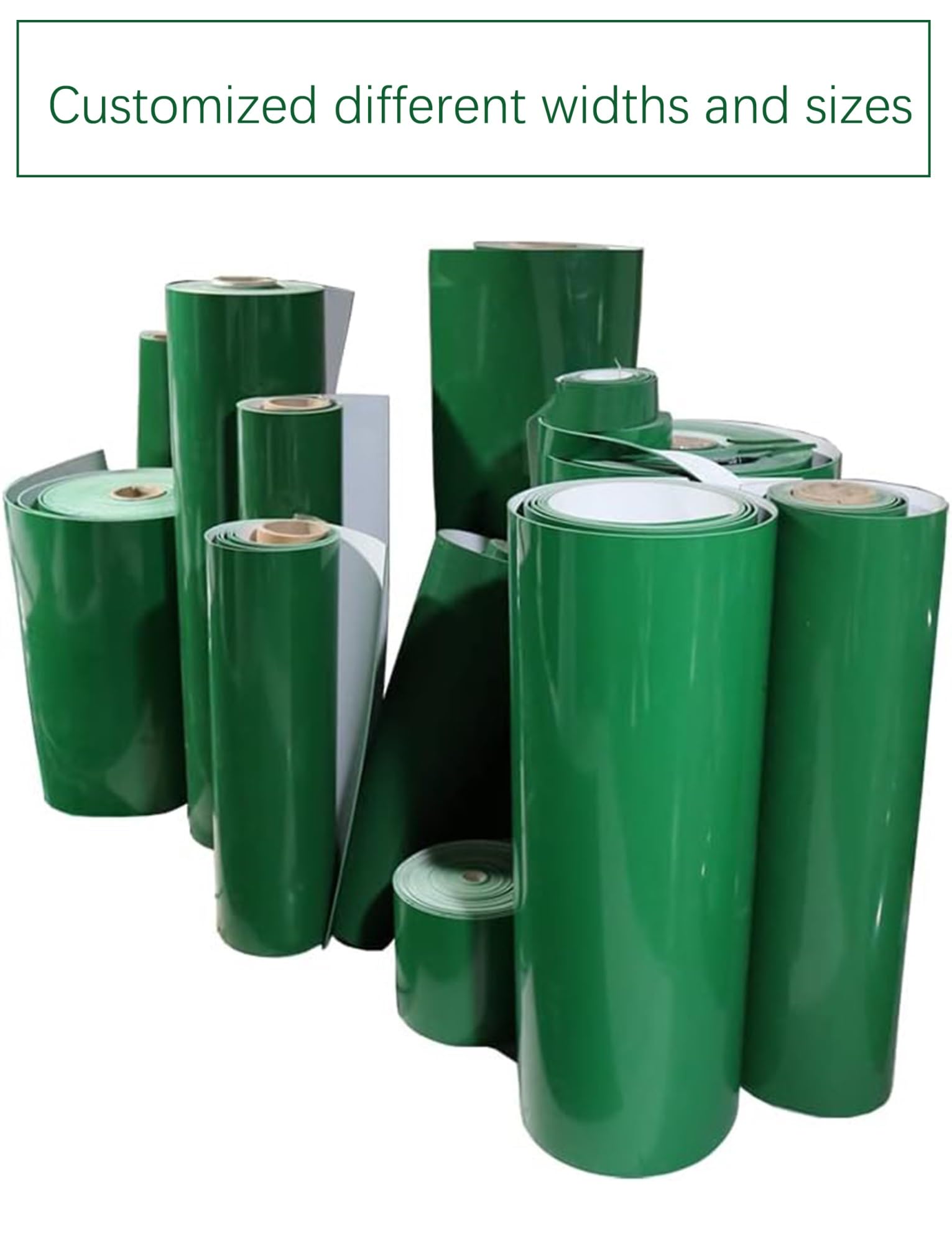 Nastro trasportatore piatto leggero in PVC verde, nastro trasportatore industriale spesso 2 mm for linee di assemblaggio, imballaggio, lavorazione alimentare e movimentazione dei materiali(70x100x0.2c