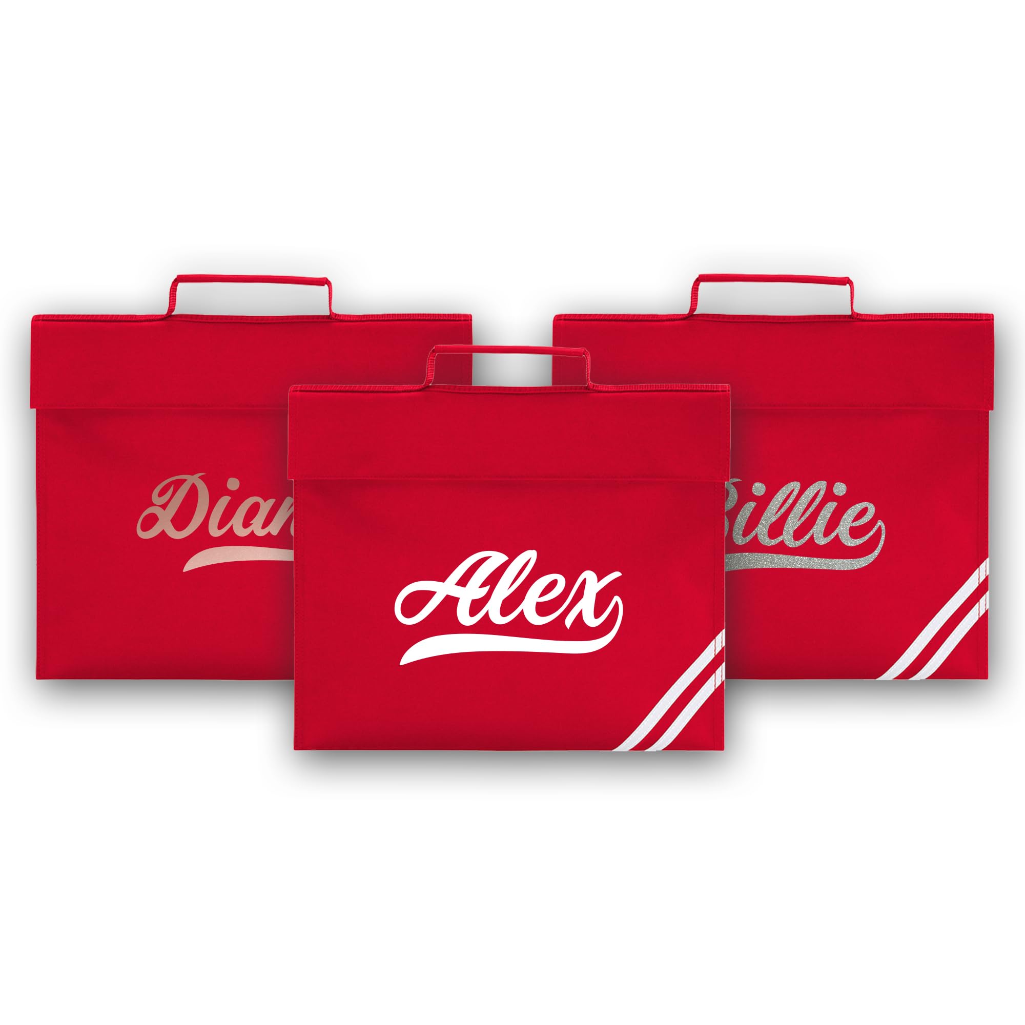 Print Maniacs Personalised Book Bag School Kids Children's Boys Girls Junior Toddlers Any Name Glitter Lunch Organiser Swimming P.E Bag Baseball (Red)