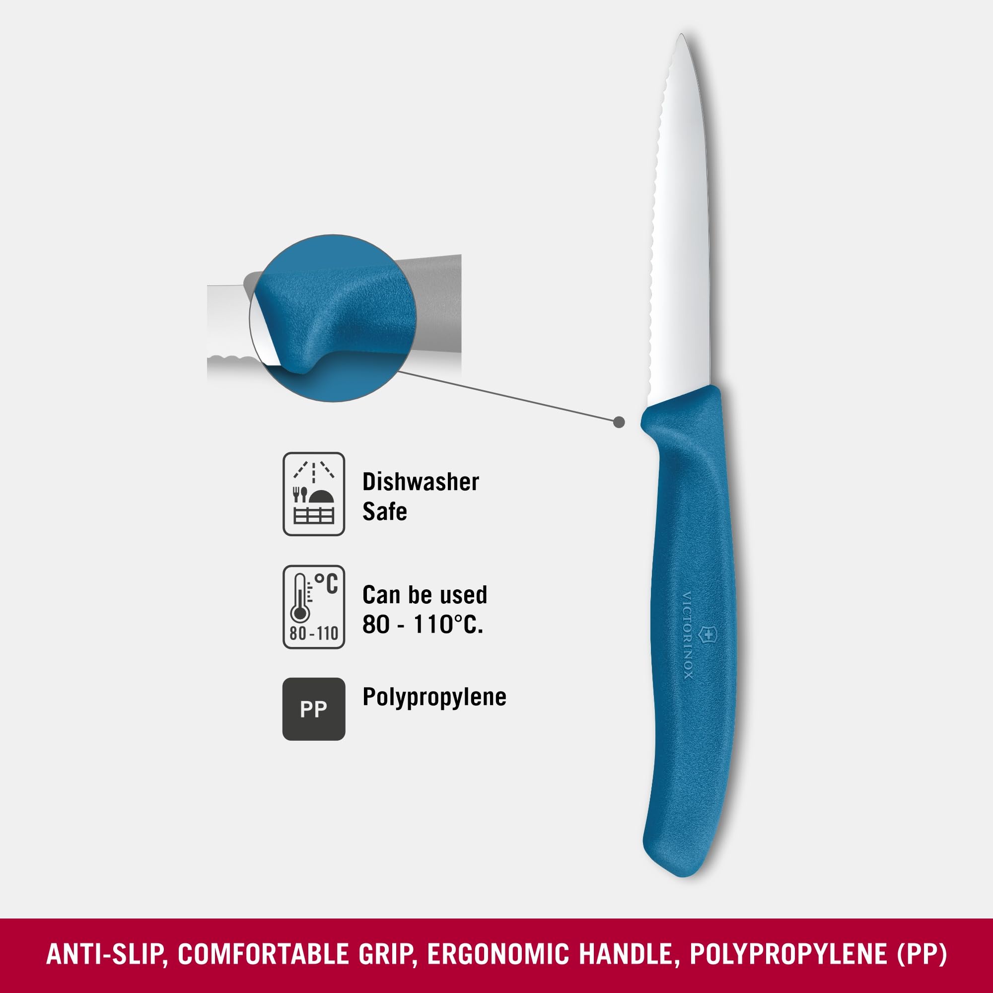 Victorinox Swiss Made, Stainless Steel Swiss Classic Paring Knife, 8 cm, Wavy Edge with Pointed Tip, Professional and Household Use, Kitchen Tools & Items, Blue, 6.7632.C1 | Multipurpose Knife — Amazon image 3
