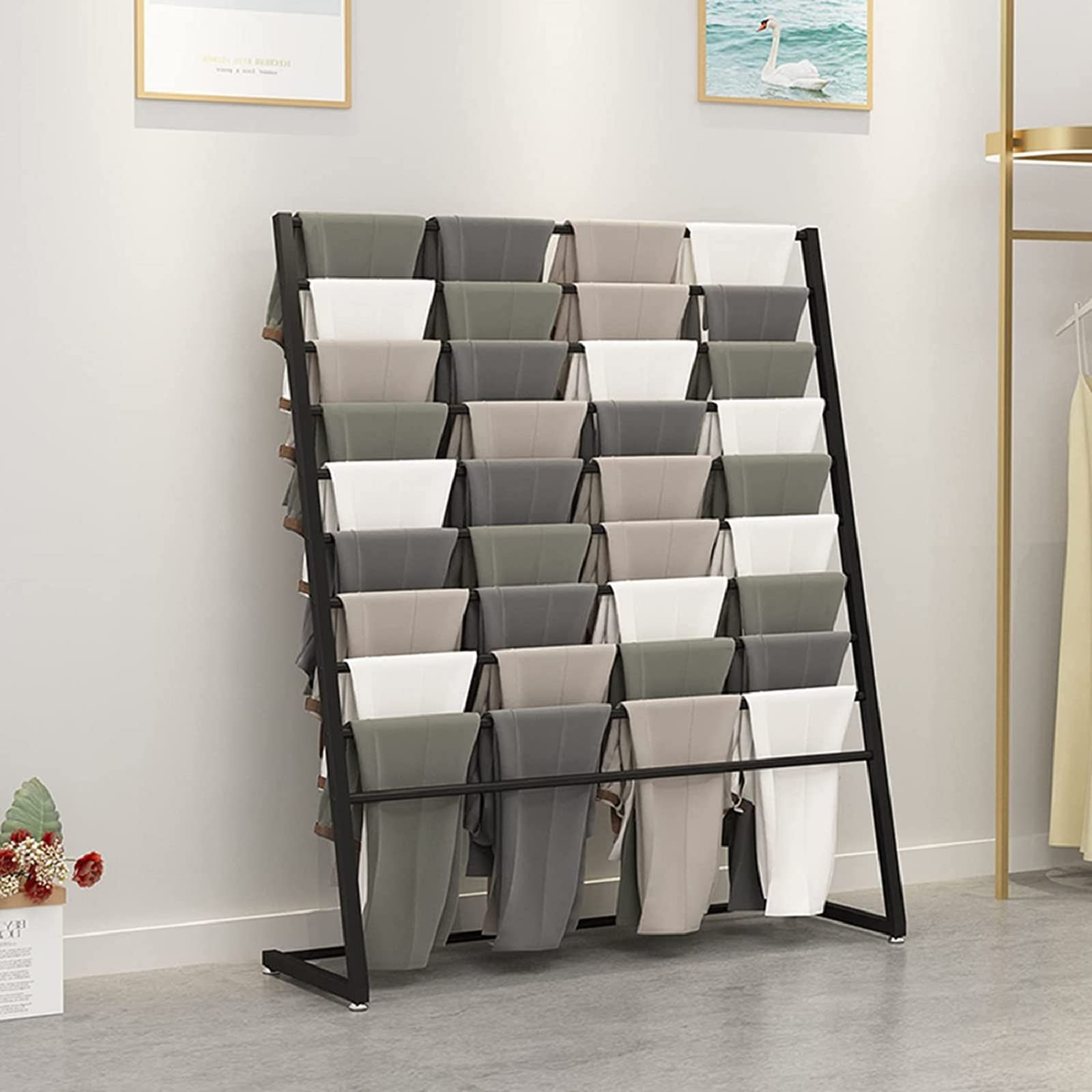 Verkaufsständer Für Bekleidungsgeschäfte, Moderner, Freistehender Kleiderständer Für Schals, Decken Und Bettwäsche, Gürtel, Anzüge Und Hosen, Schwarz, 120 cm