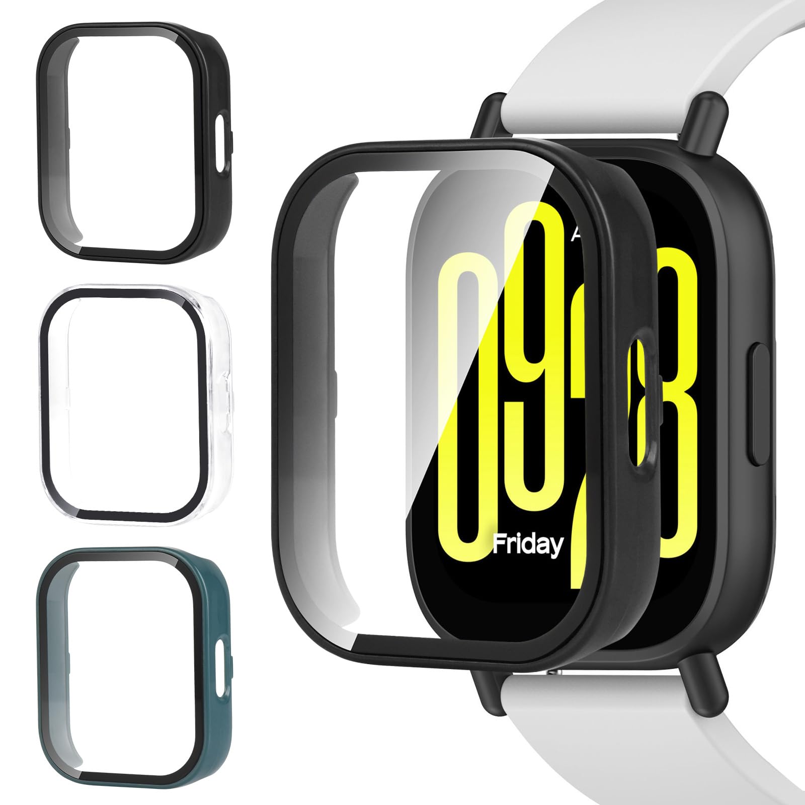 aceyoon 3 sztuki etui do Redmi Watch 5 Active, 2 w 1, twarde etui ochronne z poliwęglanu (PC), hartowane etui ochronne HD, wysoka czułość, etui do Redmi Watch 5 Active, 3 sztuki