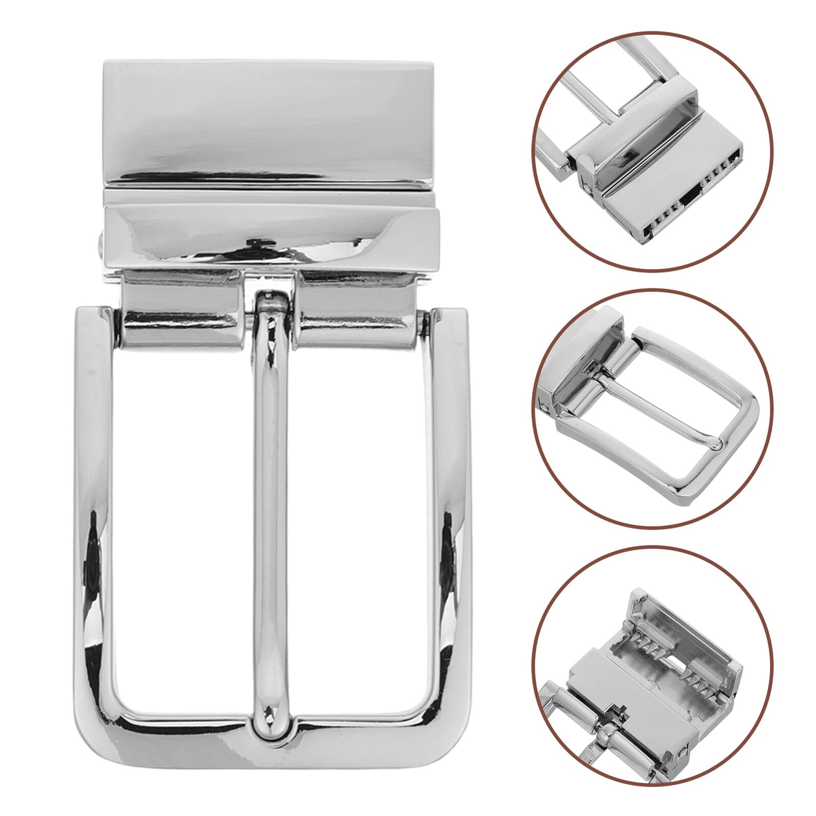 Single Prong Reversible Belt Buckle Clip Zinc Alloy Adjustable Men's Waistband Fastener for Wide Belts Classic Business And Casual Style