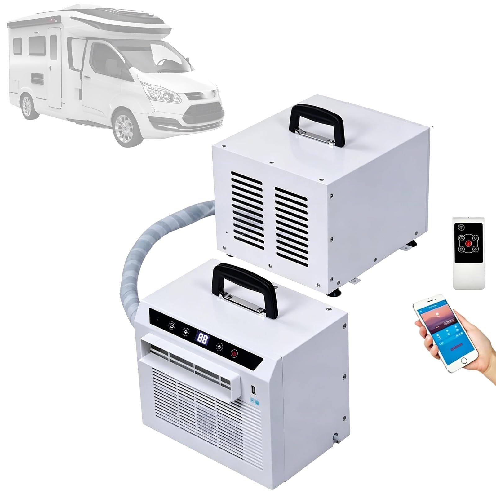 Split Air Conditioner 3000 BTU,Camping AC Unit with WiFi & Remote Control,12H Timer,130m³/h Airflow,Camping Air Conditioner,for Tent,RV,Home,Office