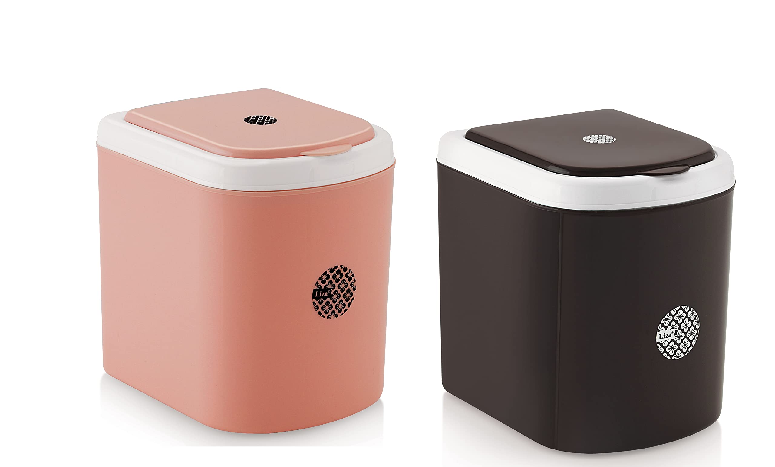 Nabhya Plastic Combo Of 2 Pc Mini Waste Bin Disposal Dustbin For Car Office Desk And Home Use (Black,Pink), Open-Top-image-17