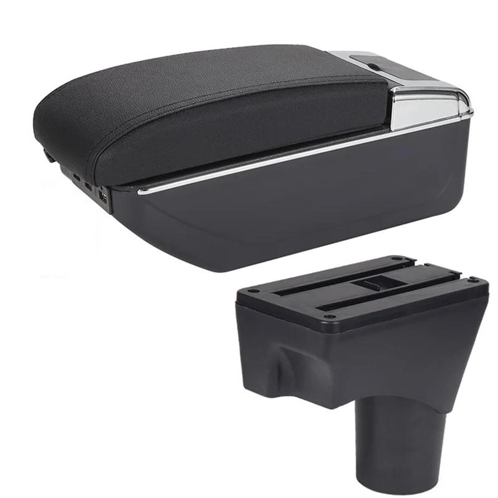 NOHEEU 2010-2022 Armrest Box Car Arm Storage Retrofit Parts Accessories For Sunny For March For Micra K13(A2 Black line 7USB)
