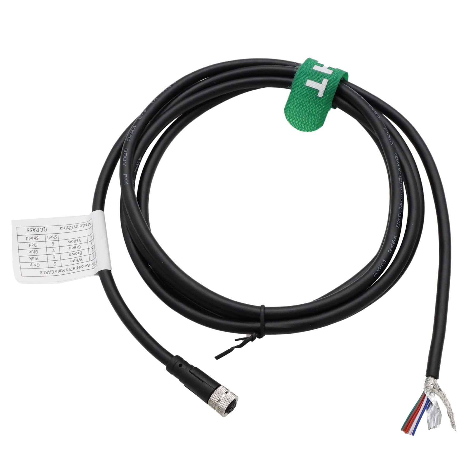 HangTon M8 8-pinowy żeński kabel zasilający do transmisji danych Baumer CX Machine Vision przemysłowa kamera czujnik automatyka sterowanie I/O, kodowanie, ekranowany, 1 m