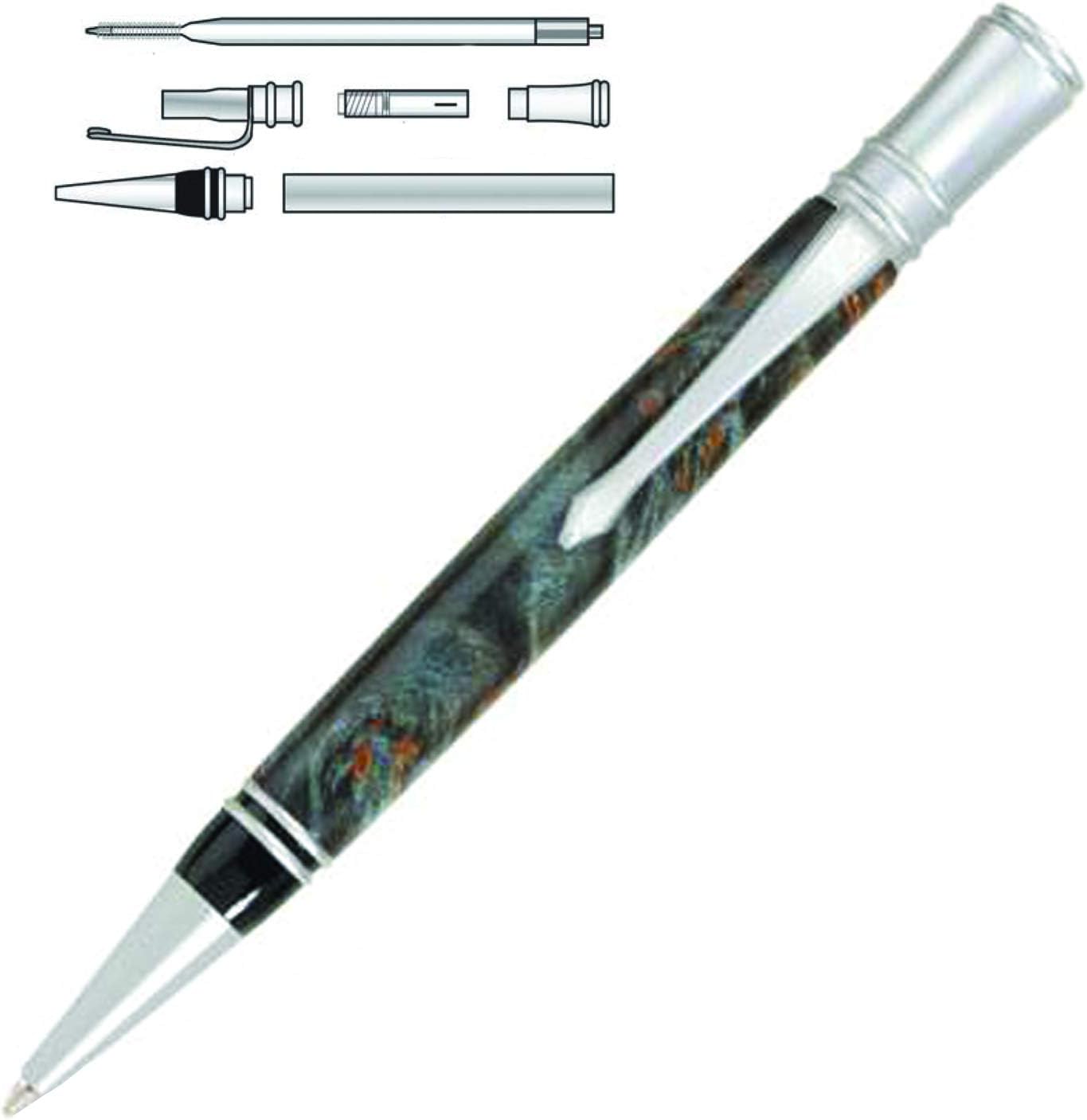 Penn State Industries PKEXECPENS Executive Twist Ballpoint Pen Kit Woodturning Project (5, Brushed Satin)