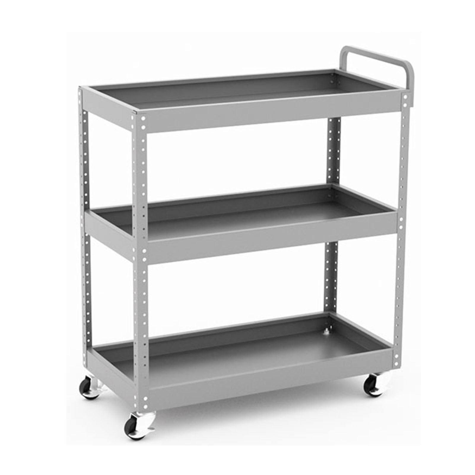 Tool Cart,3 Tier Rolling Tool Cart with Lockable Wheels,Heavy Duty Steel Utility Cart 330lbs Load Capacity for Garage Warehouse and Repair Shop (Color : Gray)