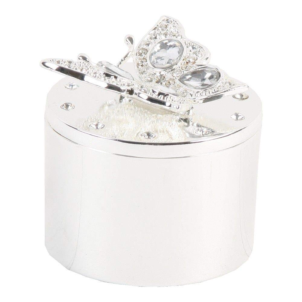 Rutherfords Gifts Silver Personalised Small Butterfly Trinket Box – Engraved Jewellery Keepsake Gift For Her – Custom Name Engraving – Elegant Butterfly Design – Gift Boxed – Birthday Or Bridesmaid Gift