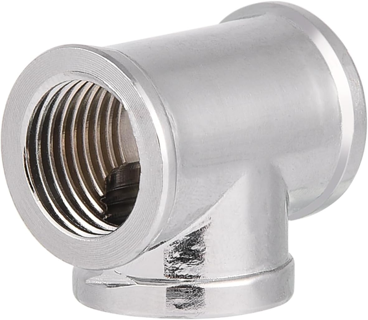 PC Water Cooling 3 Way T Shape Fitting Splitter Adapter for G1/4 Thread Systems, Plated Brass, Silver Color, System nan computer supplies