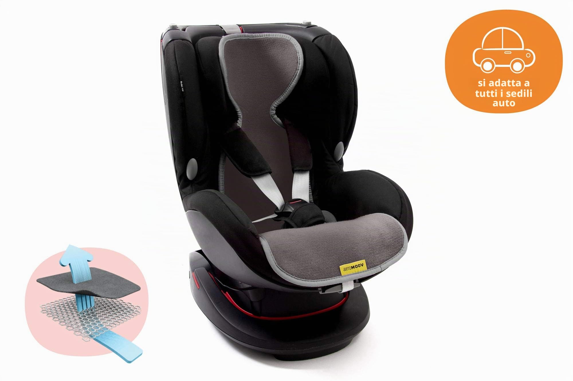 Air Layer foderina traspirante - Non fa sudare il bambino - Cotone organico - Seggiolino Auto (Anthracite, Gruppo 1)