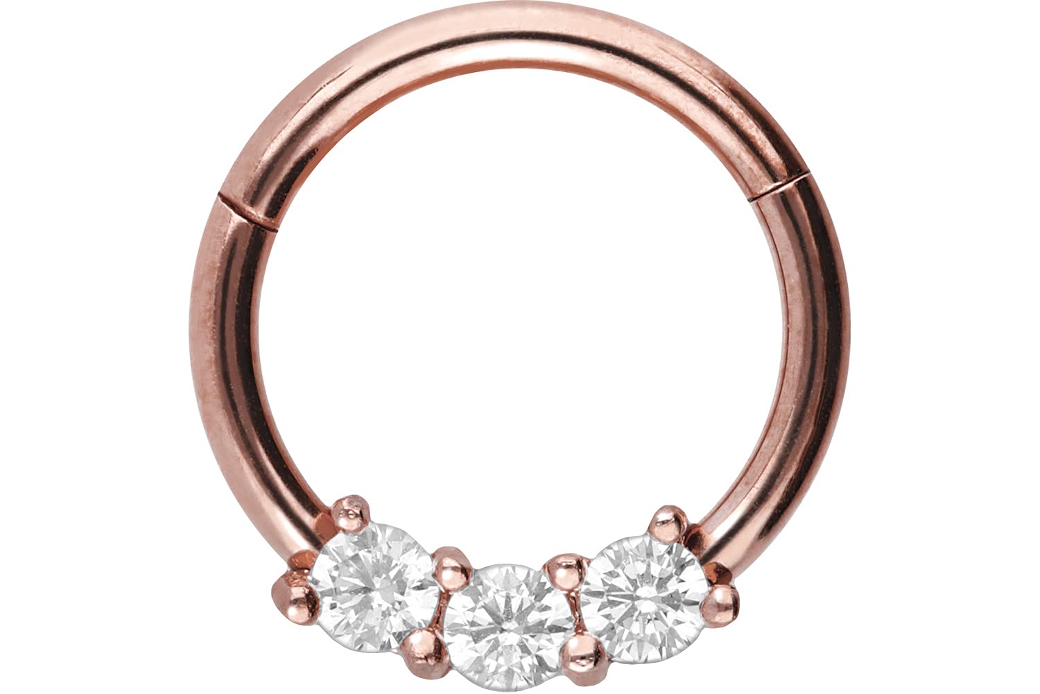 PIERCINGLINE anillo de segmento clicker con 3 cristales de acero quirúrgico - piercing para oreja, tabique, tragus o hélix en 4 elegantes colores