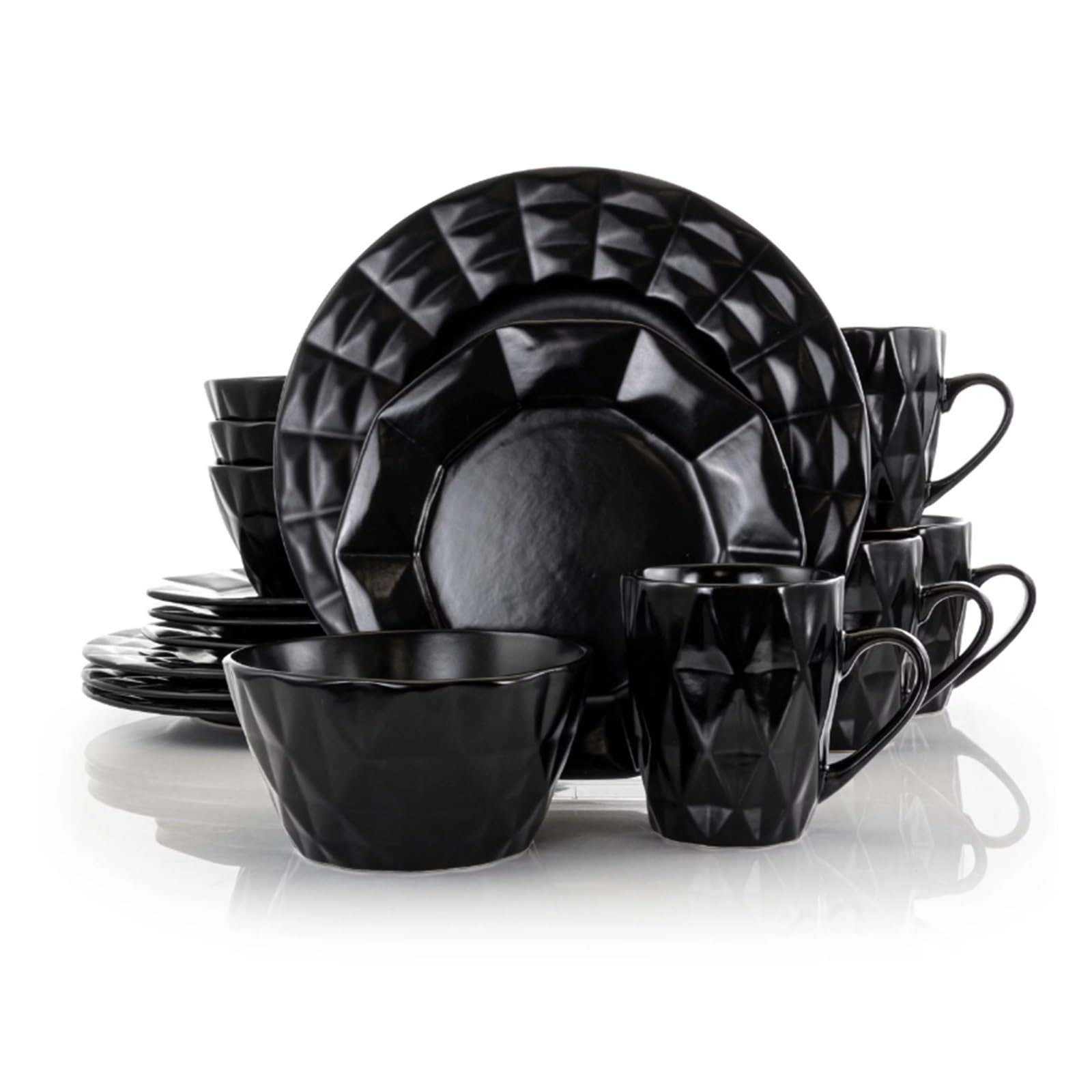 Service de vaisselle émaillée retro chic 16 pièces : assiettes rondes
