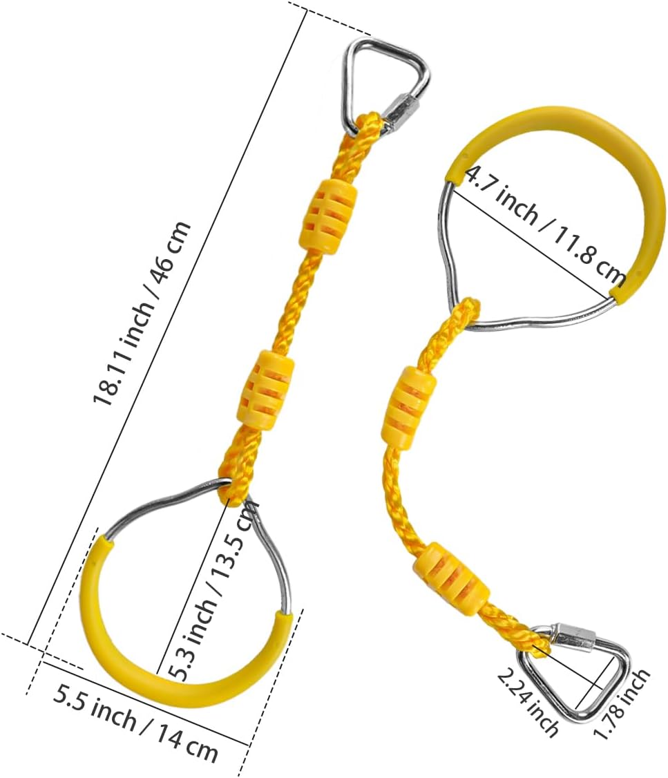 Ninja Rings Monkey Bars Swing Trapeze Bar Playground Swingset Rings Ninja Course for Kids Ninja Gymnastic Rings Backyard Ninjaline Obstacle Accessories (6 Color)
