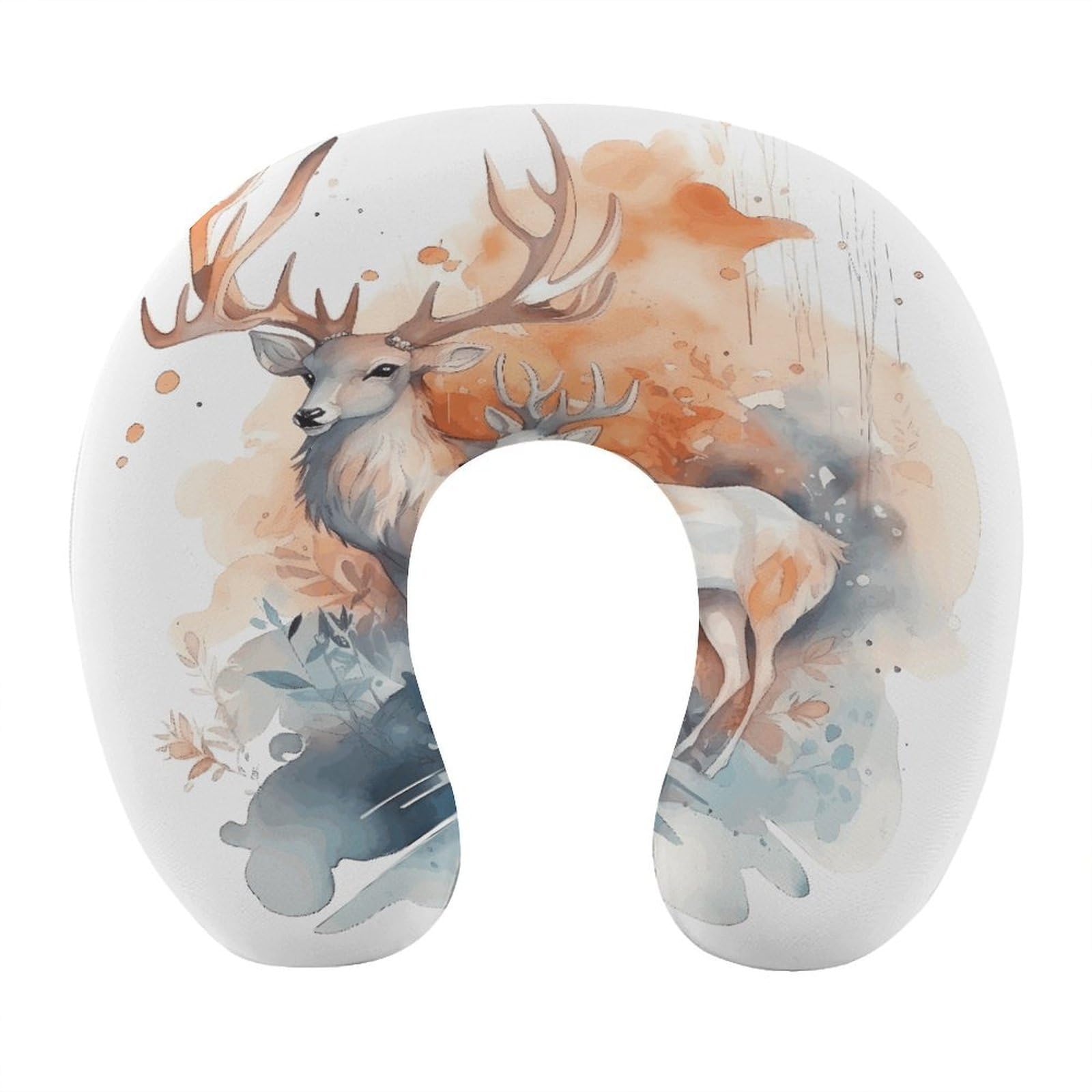Btcowzrv Style Hand Drawn Deer U Shaped Neck Pillow Travel Pillows