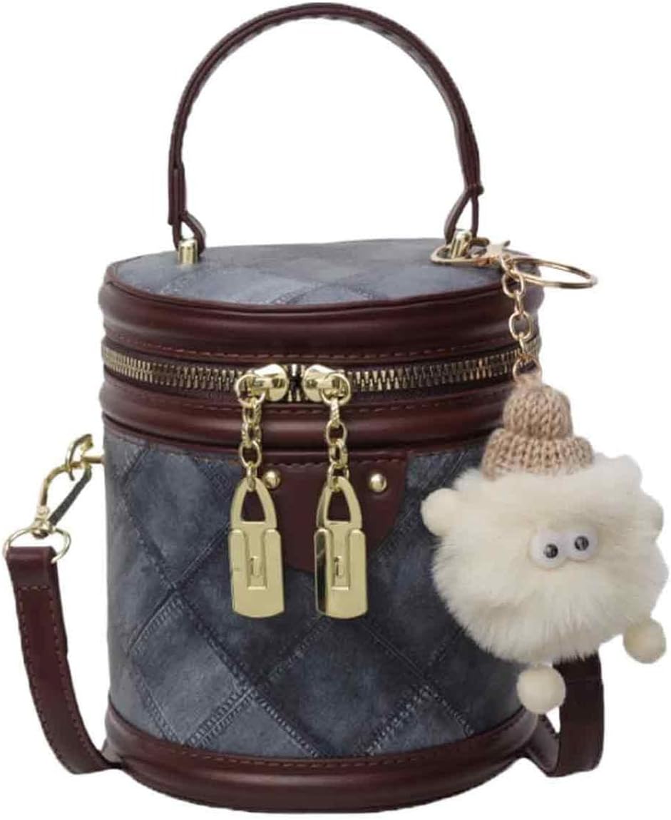 Bucket Bag,Checkered Crossbody Bag,Blue Clutch Purses for Women,Denim Purses for Women