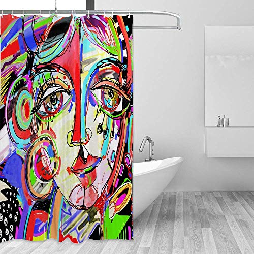 Rideau de douche avec crochets décoratifs imperméable 182x183 cm pour baignoire