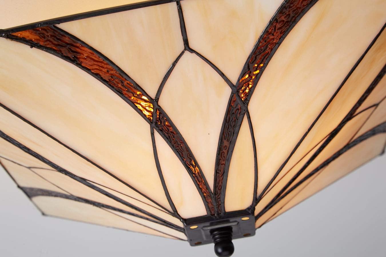 Best Cyber Deals 🔥 EUL Tiffany Style Mission Semi Flush Ceiling Light Antique Brass and Art Colorful Glass Shade 3 Lights