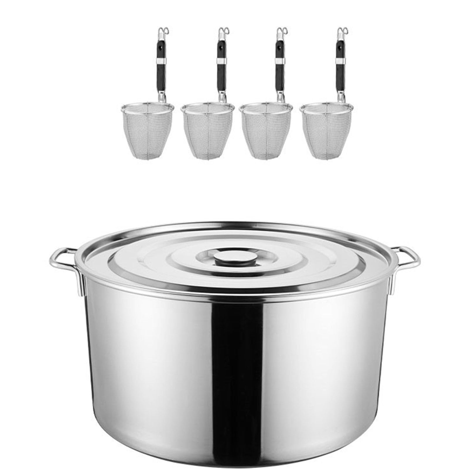 LeaHy Kommerzielle Vorratsgläser Mit Deckel, Edelstahl 3/4/5 Löcher Pastakoker-Set Mit Inset-Siebkorb für Home Küche, Restaurant, Kommerzielle Kochwerkzeuge (Color : 4-Loch, Size : A)