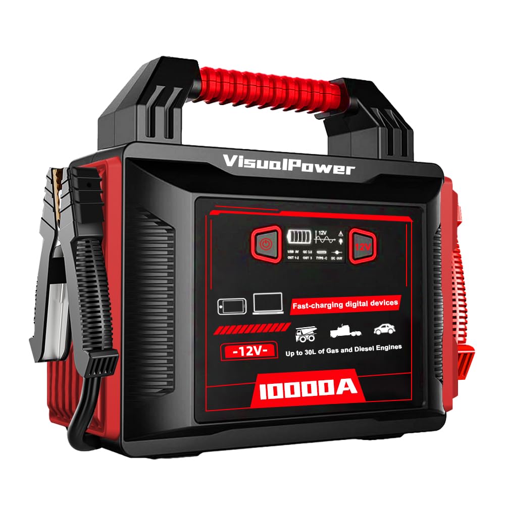 10000A Jump Starter - 48000mah Battery Charger Battery Booster with QC3 0 Fast Charging Port USB Port Tpye-c