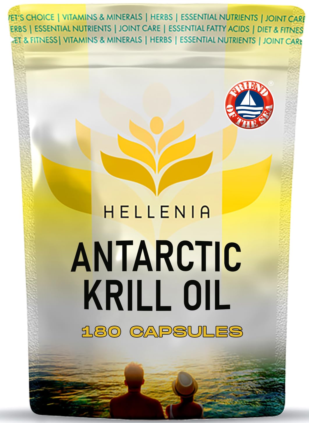 100% Antarctic Krill Oil Capsules 500mg | 180 Softgels | Natural Source of Astaxanthin & DHA | 3 Month Supply | High Strength Krill Oil - Made for Hellenia Healthfoods