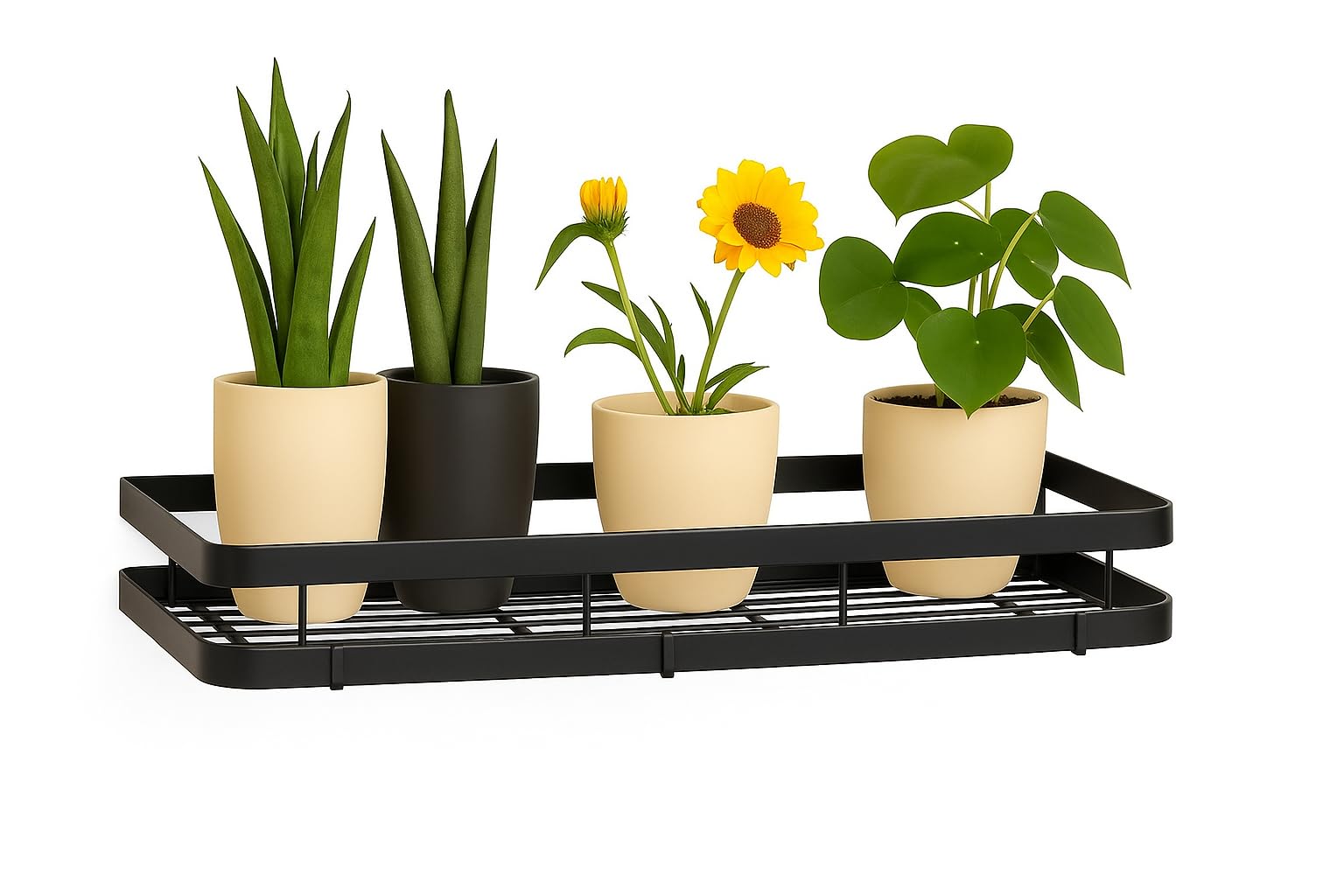 Craft Expertise Wall Mounted Plant Stand – Black Iron Hanging Plant Holder & Rack – Space-Saving Wall Plant Shelf for Indoor Outdoor Balcony Garden Décor – Length 16 x Width 5.25 x Height 2.5 Inches-image-10