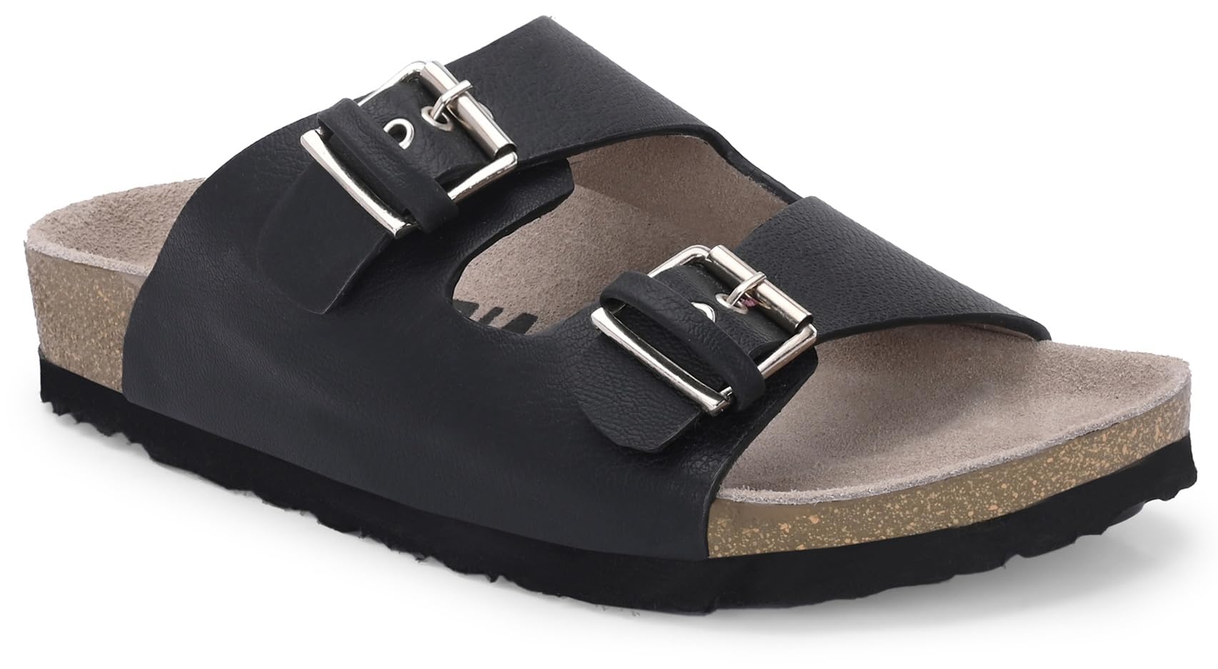 AFROJACK Orginal Leather Sandals | Casual Sliders For Womens Stylish, Outdoor & Fashion Forward, Comfortable Cork Sandals for Women With Natural Cork and EVA Sole (s425) (Black, 6) (B0D5R1J9Z8) Amazon Price History, Amazon Price Tracker