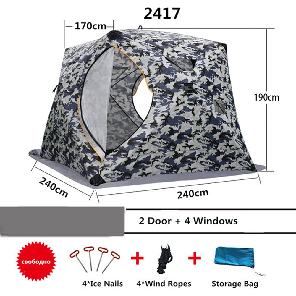 5-8 osobowy zimowy namiot do wędkowania pod lodem Duży zimowy namiot do wędkowania pod lodem Ciepły namiot turystyczny, bawełniany, 240 * 240 * 190 cm (camouflage 5~8 people)