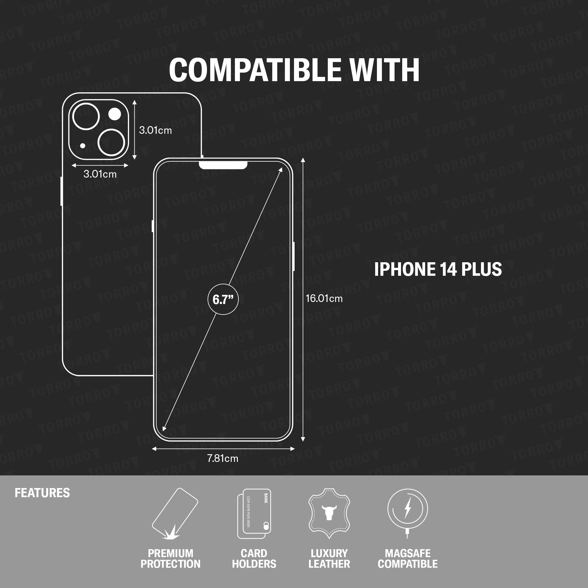 TORRO Custodia Flip in Pelle Compatibile con iPhone 14 – Custodia in Vera Pelle Compatibile MagSafe con Porta Carte (Nero