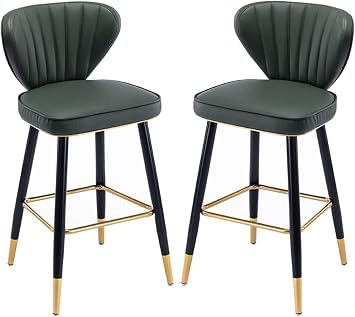 Modern Bar Stools Set Counter Height Dining Chairs Stools 2 Piece Set Bar Stool Bar High Bar Stool Dining Chair Bar Stool High Back and FootrestGreen,65cm