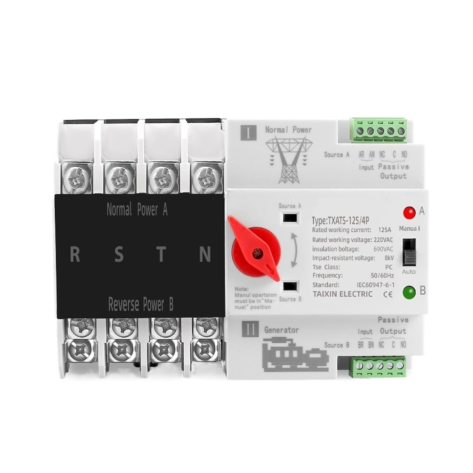 Interruptor De Transferencia Automática Din Rail 2P 3P 4P ATS Dual