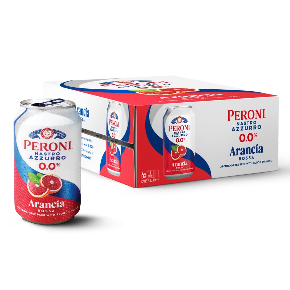 Peroni Nastro Azzurro 0.0% Arancia Alcohol-Free Beer with Blood Orange Can 24 x 330ml