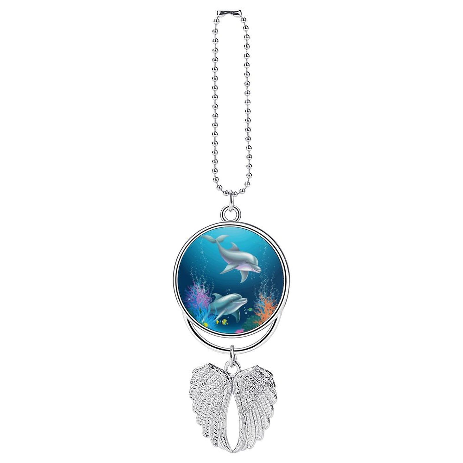 Dolphin and Fish Car Pendant Hanging Swing Auto Rear View Mirror Hanging Car Rear View Mirror Charm Truck Hanger Ornament Charm for Car Rear View Mirrors Accessories