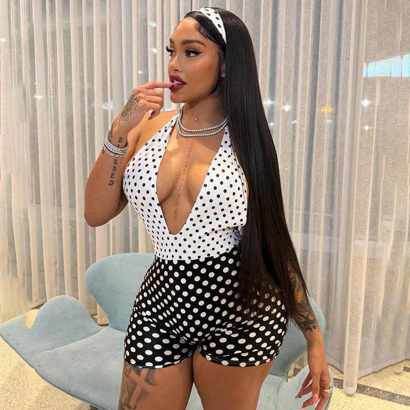 Womens Polka Dot Jumpsuits Shorts Sexy Halter Sleeveless Bodycon Fashion Rompers One Piece Outfits New overalls for women