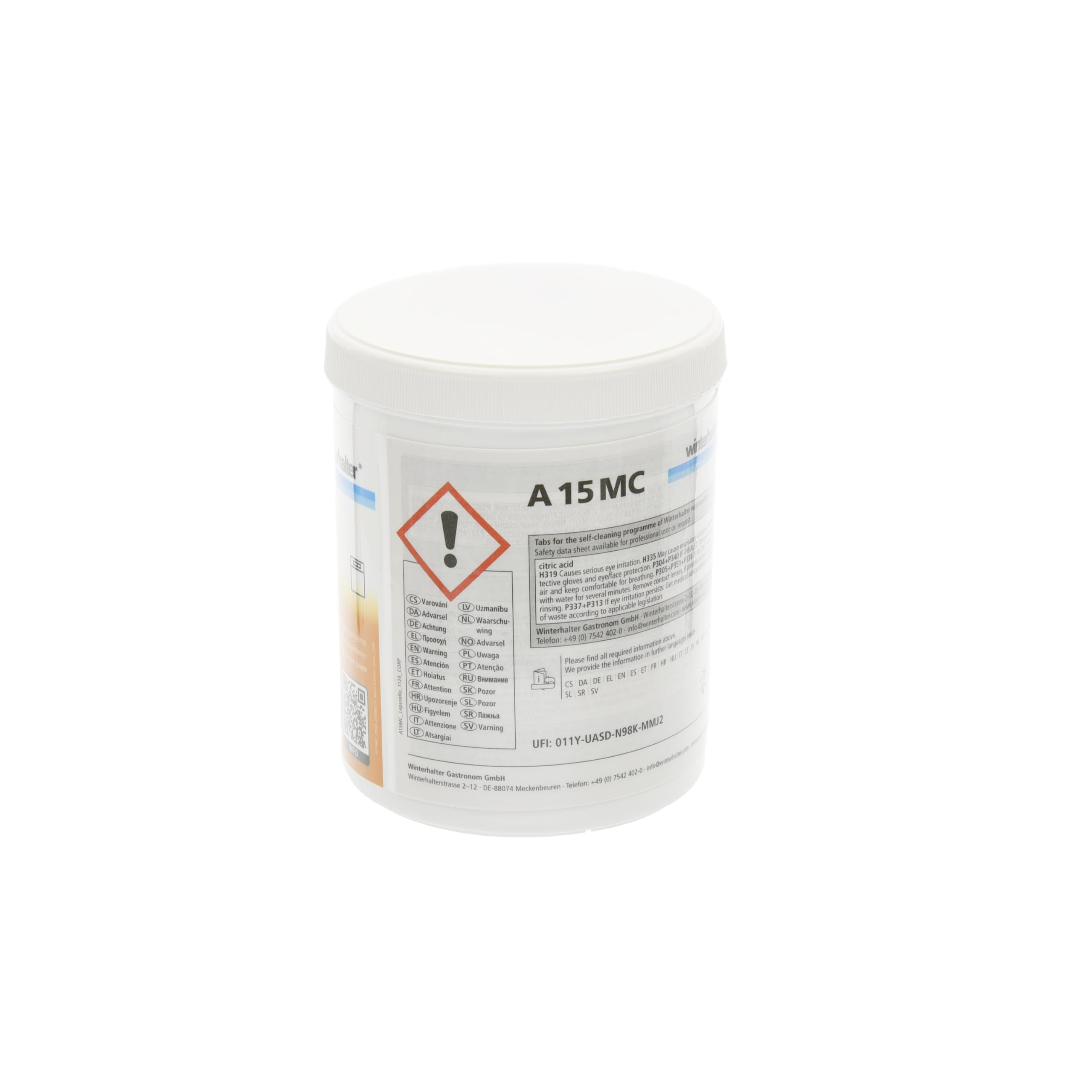 Winterhalter A15 MC Compresse detergenti per lavastoviglie 20006217 Set di 5 lattine da 25 compresse detergenti per la ristorazione professionale, rimuove calcare, depositi e odori –A15 MC