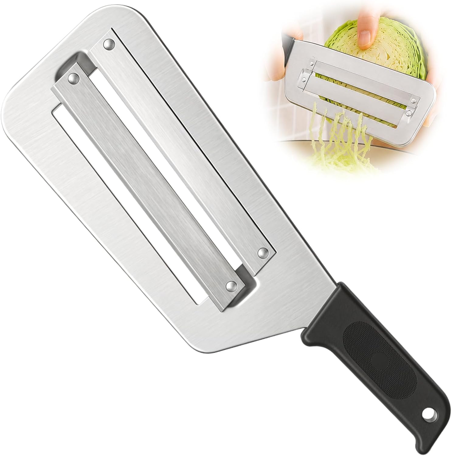 Black Cabbage Shredder for Coleslaw, Stainless Steel abbage Slicer Shredder Sauerkraut Cabbage Slicer Knife Kitchen Lettuce Peeler for Fruit Vegetable Slicer Mandoline Slicers