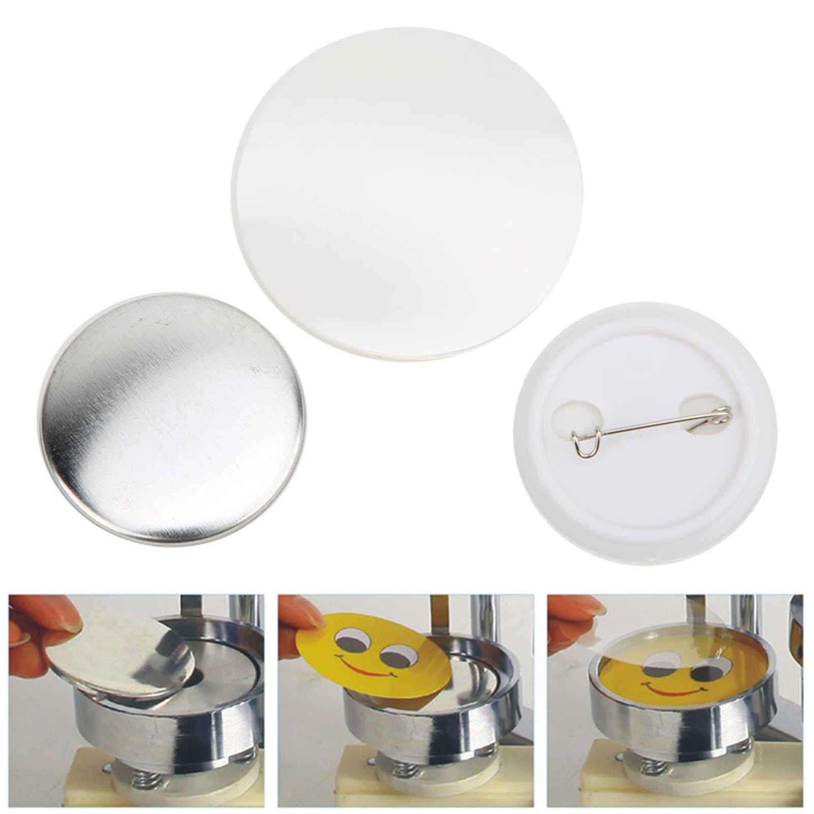 200 Ensembles de Pièces de Bouton Arrière Vierges, 37 mm, Recharge de Badge Rond, Matériaux en Fer Kit de Fabrication de Boutons