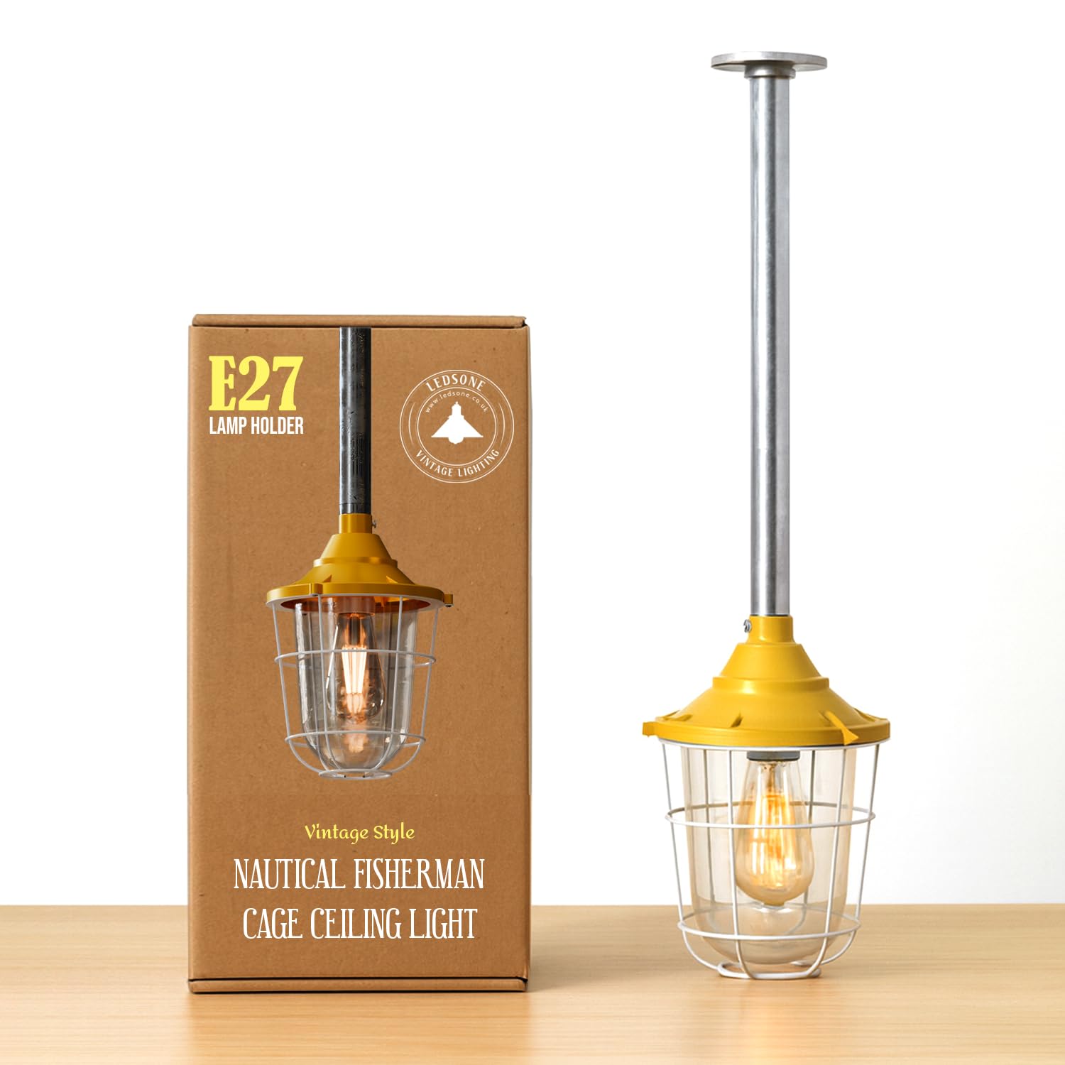 LEDSone Vintage Cluster Pendant Light Fitting - Metal Vapor Tight Style Wire Cage E27 Industrial Pipe Chandelier Hanging Ceiling Pendant Decorative Light Fixture for Kitchen Restaurant
