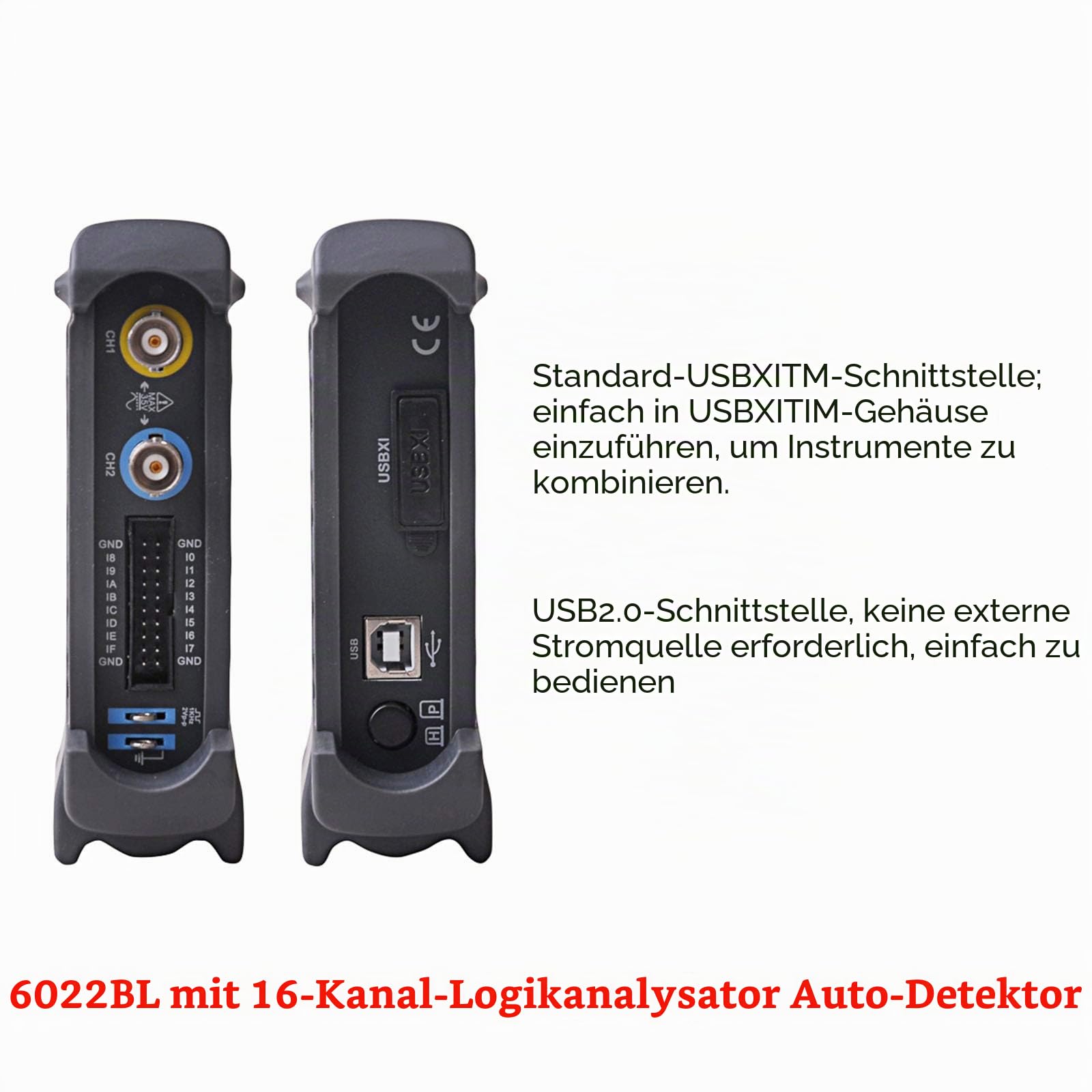 Hantek 6022BL digitales Oszilloskop mit USB-Anschluss, 2 Digital- und 16 Logik-Kanäle