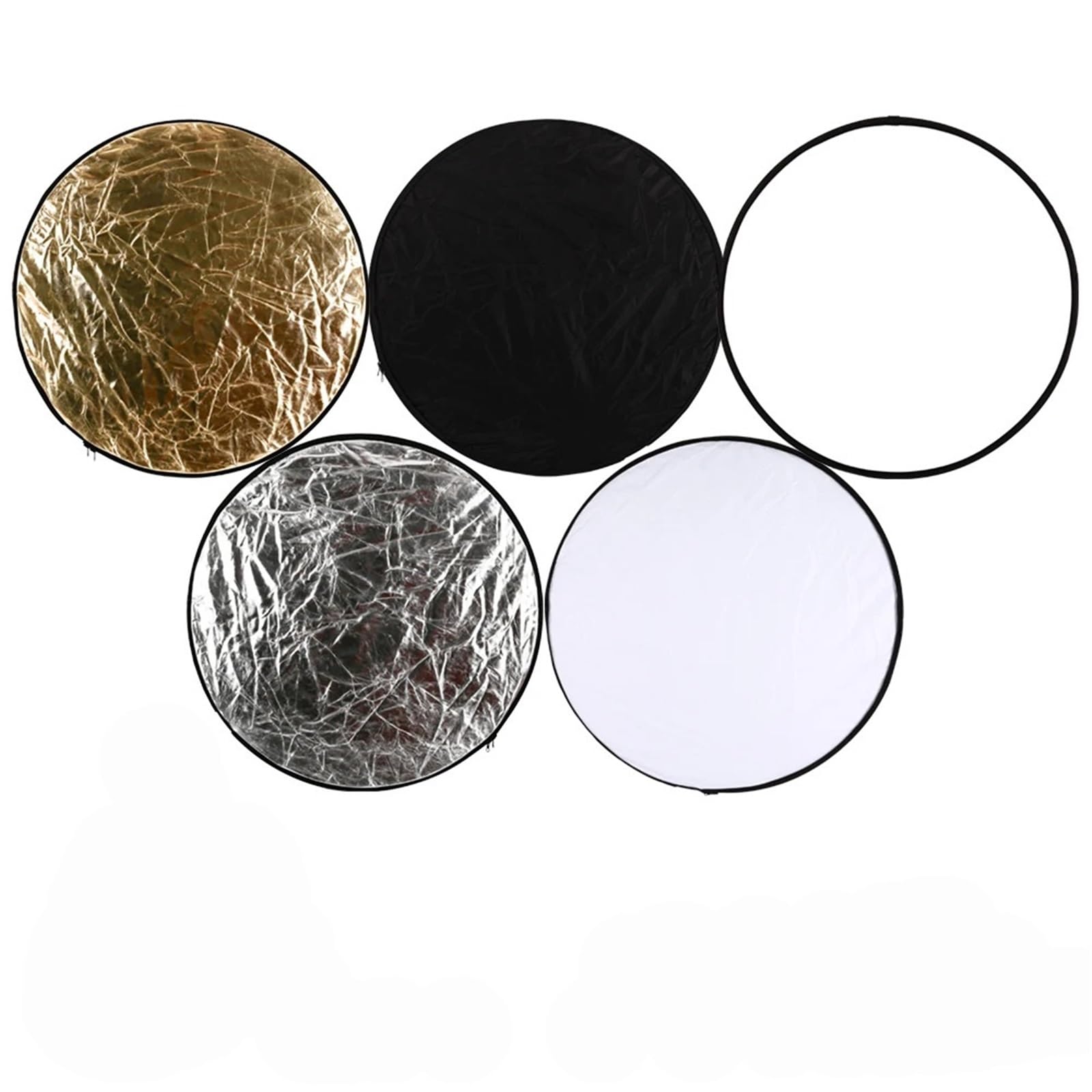 Réflecteur Pliable Disque Portable for Photographie, réflecteur de lumière Rond 5 en 1, diffuseurs Multi-disques Pliables, Or et Argent