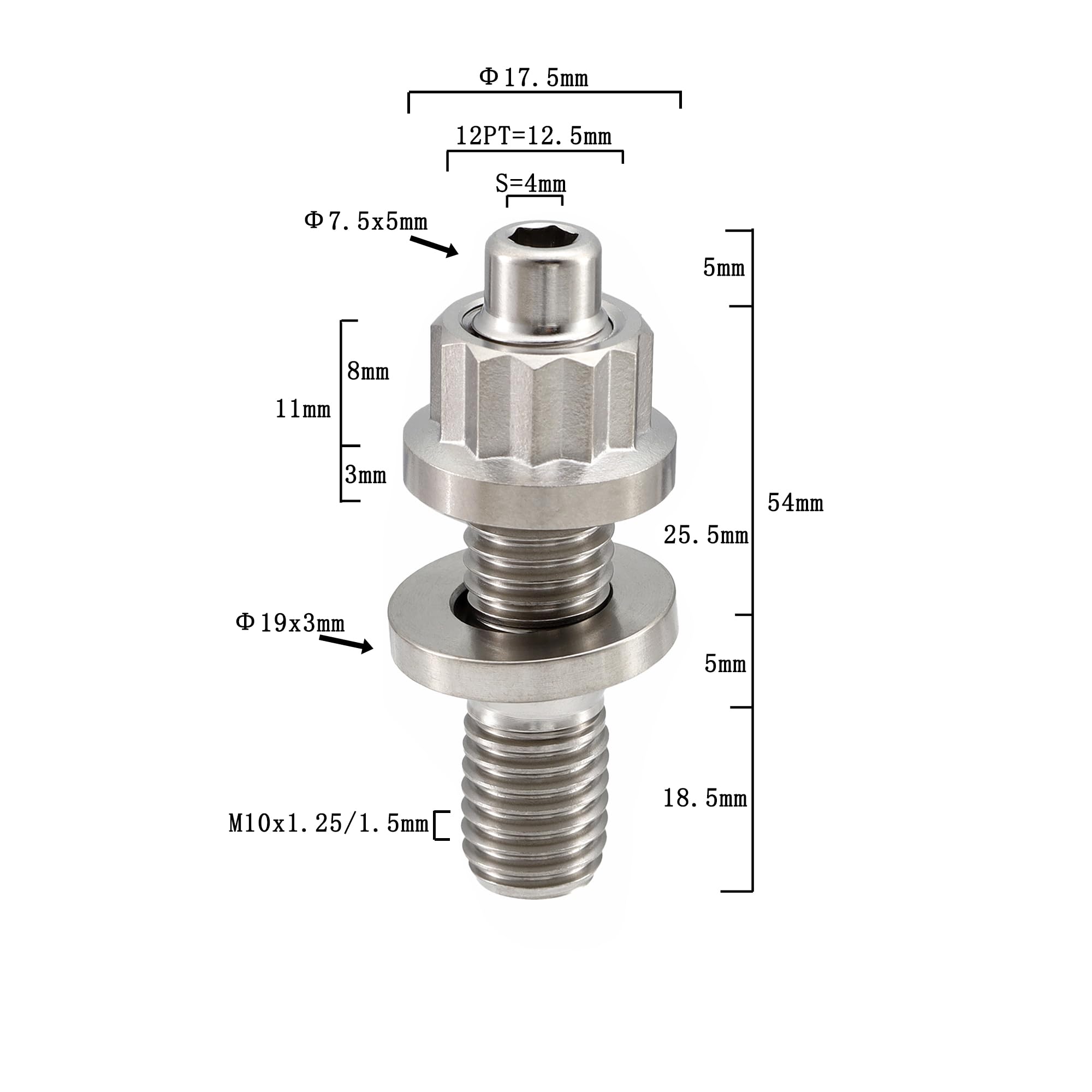 RISON-Titanium 12 Set Titan Stehbolzen für Auspuffkrümmer M8 M10, Auspuffkrümmerbolzen Mutter Kit, Auspuffkrümmer-Flanschmuttern Stiftschrauben Abgaskrümmer für Auspuffanlagen PKW Motoren Geeignet