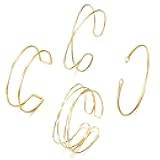 COLOYAN 4PCS Gold Arm Cuff for Women Upper Arm Bracelets Adjustable Minimalist Coil Armbands