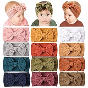Prohouse 12 Pack Baby Nylon Headbands Hairbands Hair Bow Elastics Handmade Hair Accessories for Baby Girls Newborn…