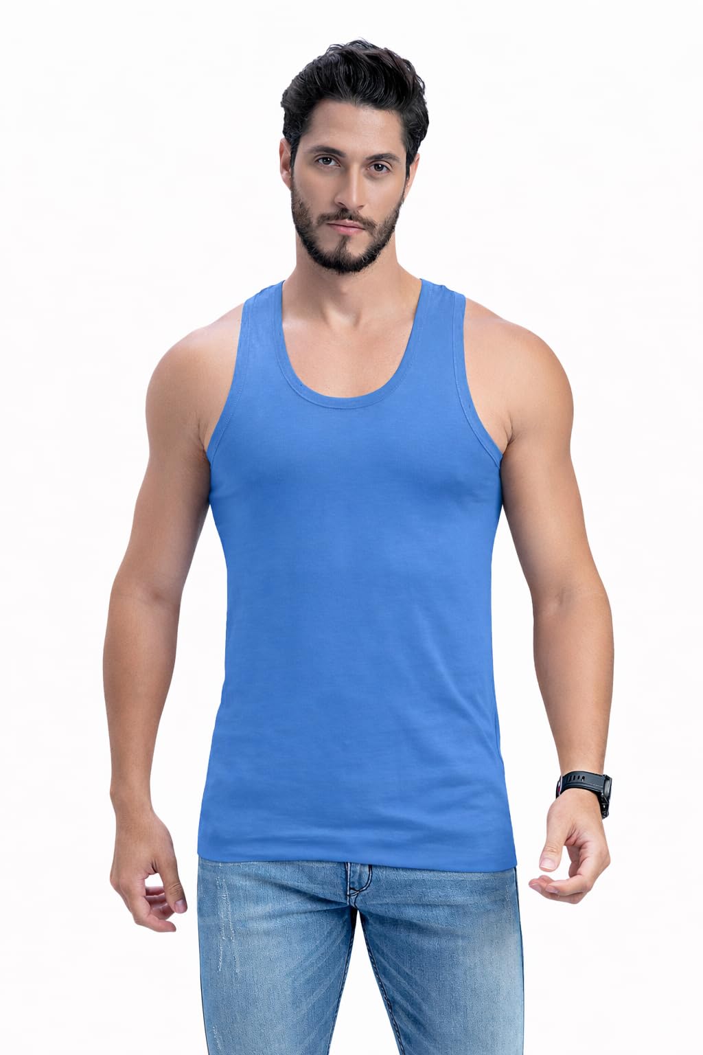 ( LABEL) Mens Pure Cotton Sleeveless Vest | Round Neck Innerwear & Gym Undershirt for Men | Soft, Breathable & Comfortable Regular Fit (Color May Vary) | Pack of 1-image-46