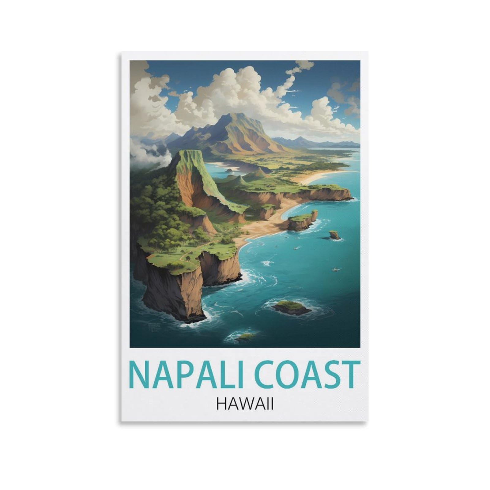 EZMLFA 5D Diamond Art Kits for Beginner,Napali Coast Hawaii,Beginners,DIY Full Round Drill Diamond Dot Gem Art Kits for Adults,Crafts for Decor 40x50cm