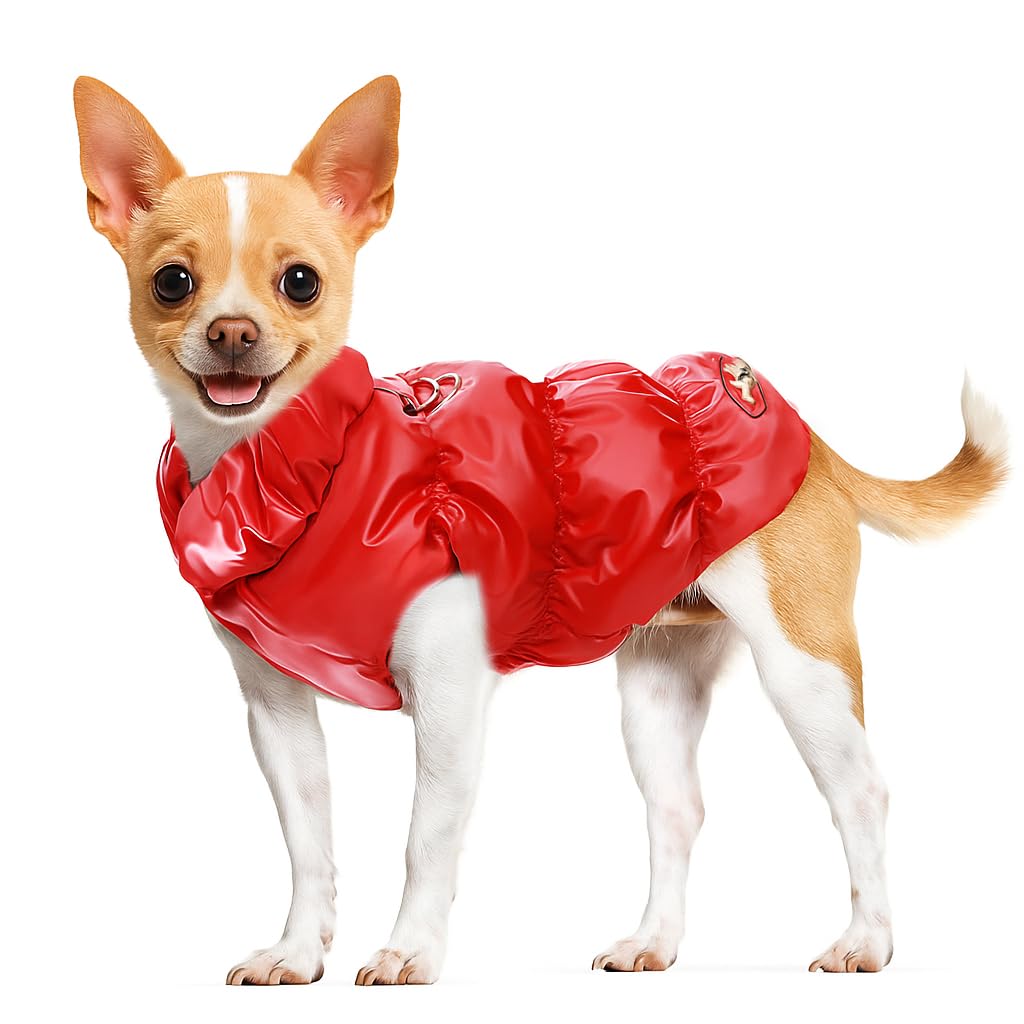 ABRRLO Winter Warm Dog Jacket for Small Medium Dogs Cat Cold Weather Coats with Harness Paded Dogs Fleece Vest Waterproof Windproof Dog Snow Jacket