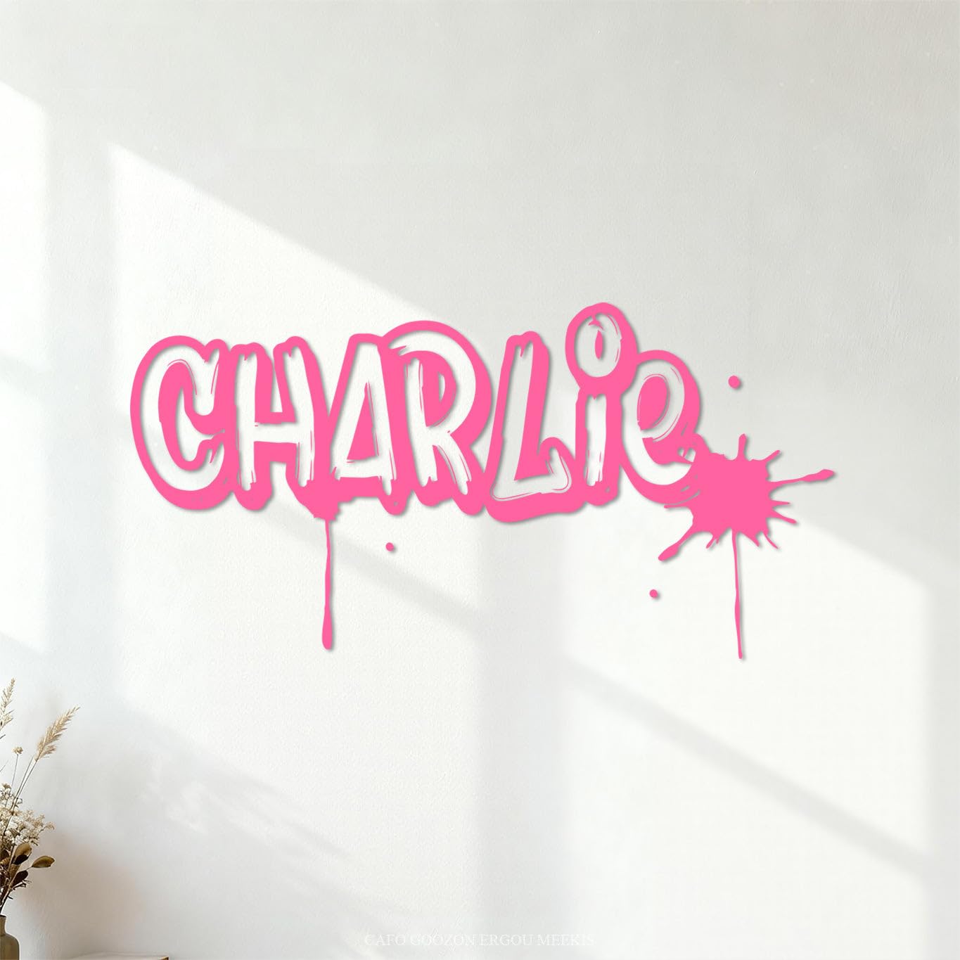 Fine Carving Stickers Graffiti Street Baby Graffiti Game 40.8x80.8cm Multiple Size Options Pink — image 1