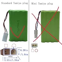 Vista 2 de Blomiky Paquete de 2 baterías AA recargables NiMH de 9.6 V 2000 mAh con conectores estándar Tamiya enchufe y cable USB para auto tanque RC