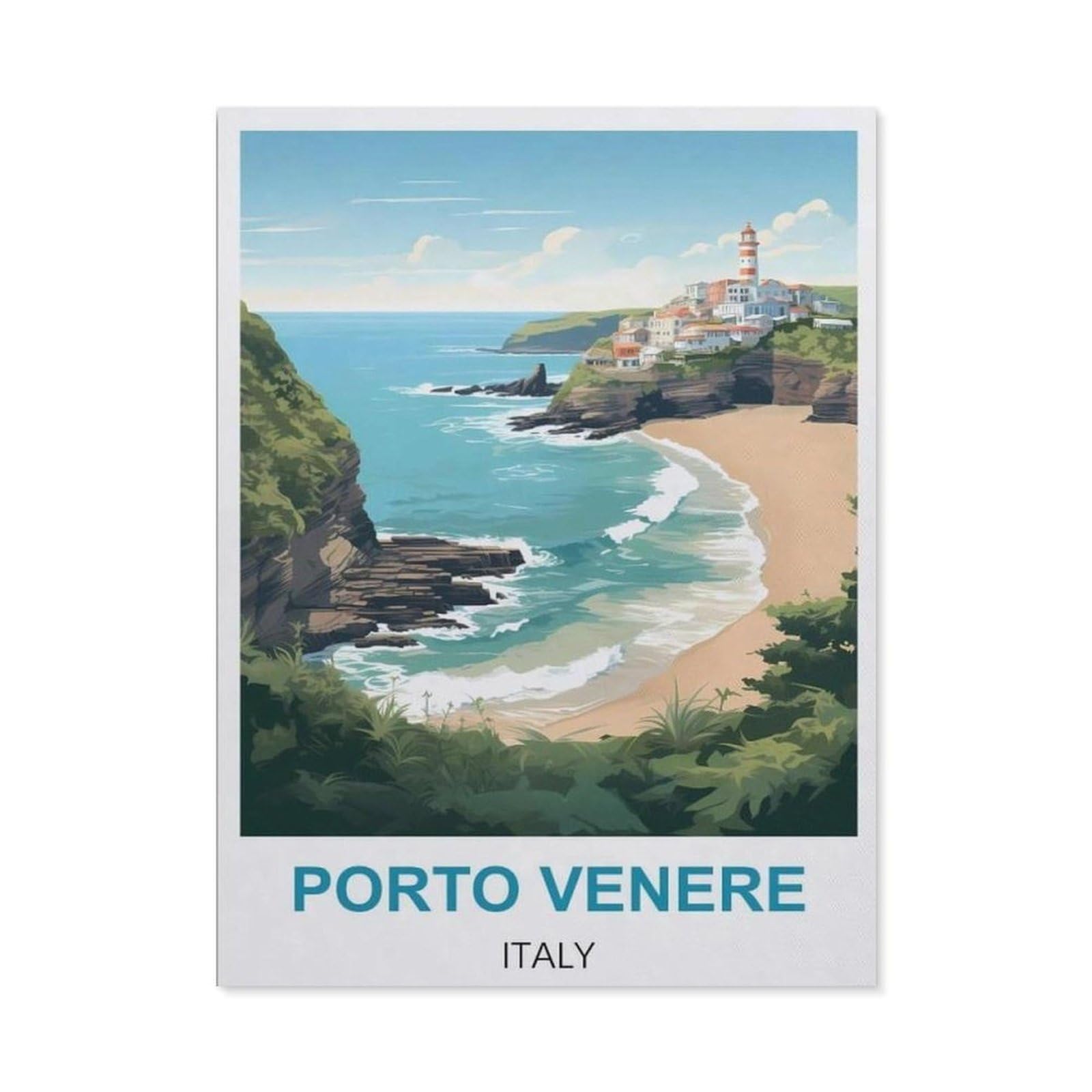 BEAYODKP Porto Venere Italy Vintage Travel Posters，Diamond Painting Kits for Adults - 5D Diamond Painting Kit Full Drill, Diamond Art Kits for Home Wall Decor（40 x 50 cm/15.74 x 19.68 inches）-CB40