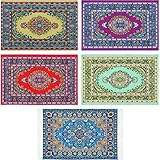 5 Pieces 1:12 Miniature Carpet Floral Print Vintage Woven Rugs Miniature Turkey Rugs Dolls House...